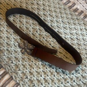 Silpada Brown Belt with Silver Floral Buckle